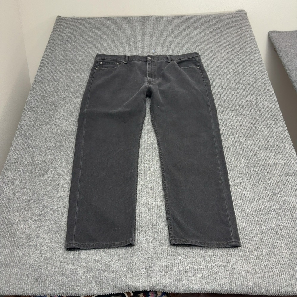 Levis 505 Jeans Mens 44x30 Black Cotton Straight Leg Denim Classic Casual